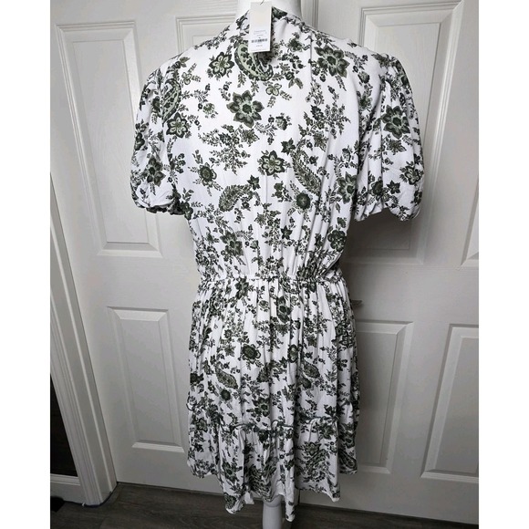 Trixxi White Mini Dress with Green Floral Print - Picture 8 of 14